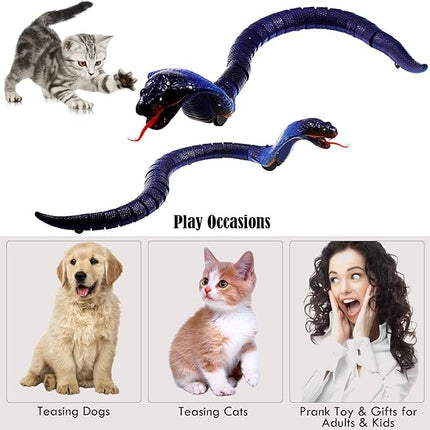 Tipmant RC Snake Infrared Remote Control Cobra Fake Realistic Naja Animal Crawling Vehicle Scary Trick Kids Halloween Christmas Prank Toys Birthday Gifts (Blue)