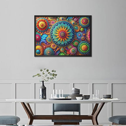 Puzzles for Adults 1000 Pieces - Vibrant Floral Abstract Art, Colorful Flowers Design with Premium Puzzle Board, Adult Jigsaw Puzzle 1000 Piece for Relaxation (27.5x19.7 in)