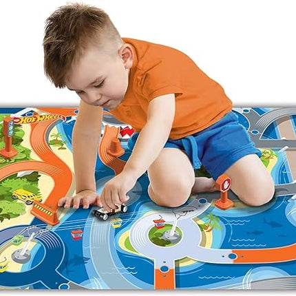 Imaginmat: Deluxe - Hot Wheels - Floor Playmat & Toy Car, 30.5 x 20.5, Character Vehicle & Road Accessories, Durable EVA Foam Mat, Licensed, Kids 3+