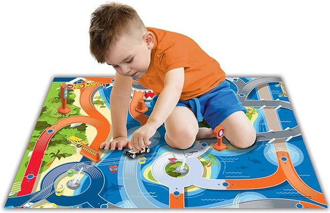 Imaginmat: Deluxe - Hot Wheels - Floor Playmat & Toy Car, 30.5 x 20.5, Character Vehicle & Road Accessories, Durable EVA Foam Mat, Licensed, Kids 3+