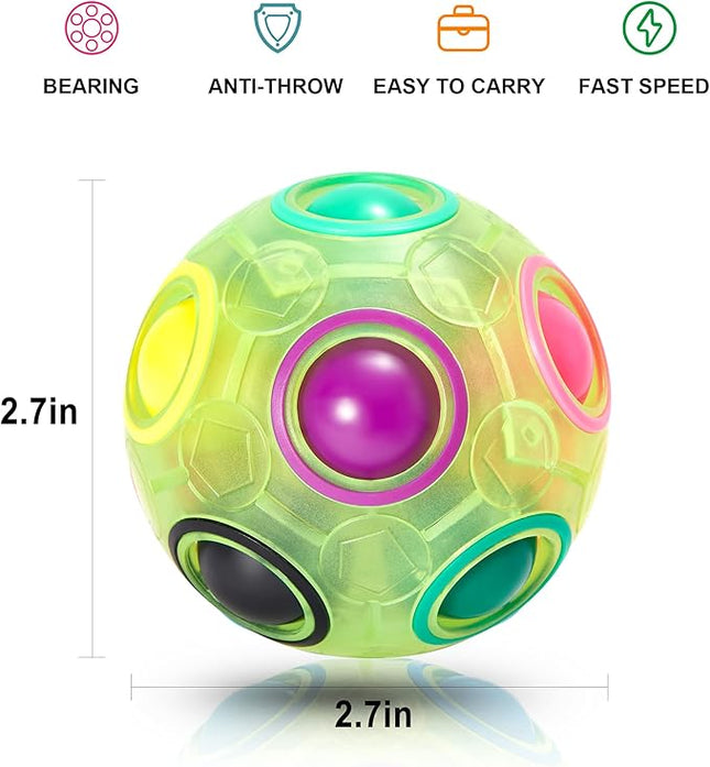 Vdealen Magic Rainbow Puzzle Ball, Fidget Ball Puzzle Brain Teaser Fidget Toy for Boys & Girls- Birthday Party Valentines Easter Christmas Stocking Stuffers for Kids Teen & Adults-2 Pack