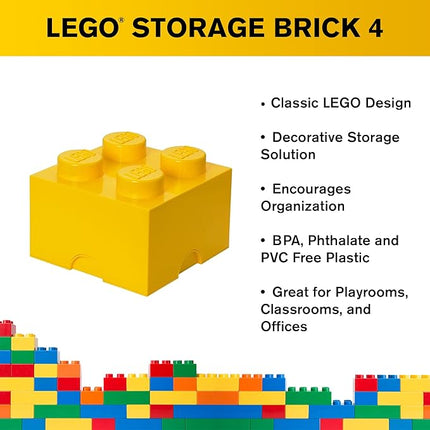 Room Copenhagen LEGO Storage Brick Drawer 4, 9-3/4 x 9-3/4 x 7-1/8 Inches, Bright Yellow (4003)
