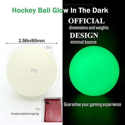Street Hockey Balls Glow in The Dark Sports Balls for Indoor Outdoor Road Roller Hockey and Field Hockey Games - Pack of 4