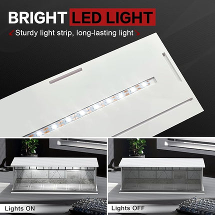 1/64 Scale Diecast Display Case for Hot Wheels Matchbox Cars, Toy Car Model Mini Garage with LED Light and Acrylic Cover, Stackable Parking Lot Diorama Storage for Collection Present