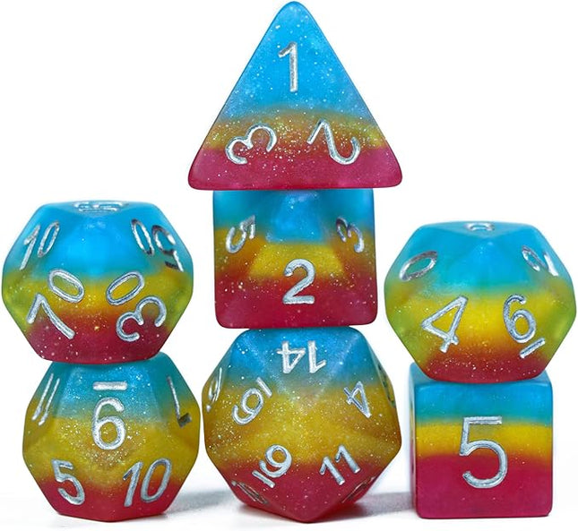 HDdais 7PCS Pansexual-Pride Polyhedral DND Dice Set, Homosexual Flag D&D Dice for RPG and Other Table Games(Matte)