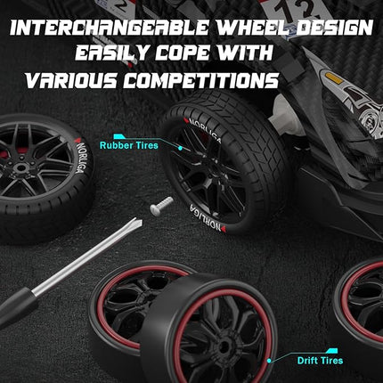 Remote Control Car RC Drift Car 1:16 Scale 4WD RC Vehicle with LED Lights 2.4GHz 30km/h RTR High Speed Racing Sport Toy for Adults Boys Girls Kids Gift 2Pcs Rechargeable Battery