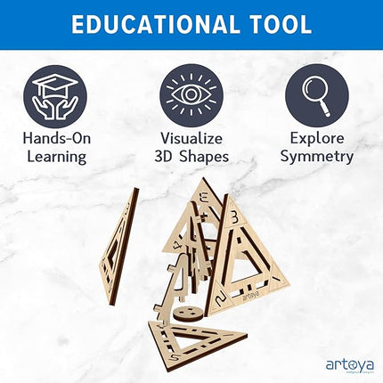 3D Wooden Puzzles for Teens & Adults – Smart Brain Teaser Puzzles, Wood Models, Creative & Educational Fun, Sustainable Materials, Ages 14 and Up Tetrahedron D4.