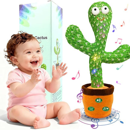 (Updated Volume Adjustment) Dancing Mimicking Talking Cactus Toy,Funny Gift for Toddler 1 2 3 Year Old Boy Girl,Singing Record Repeat What You Say Light Up Baby Infant Toys 6-12 12-18 Months