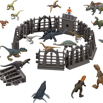 Mattel Jurassic World: Chaos Theory Advent Calendar with 24 Days, 30 Dinosaur-Related Toy Surprises, 20 Mini Dinos, 1 Human, 9 Fence Pieces