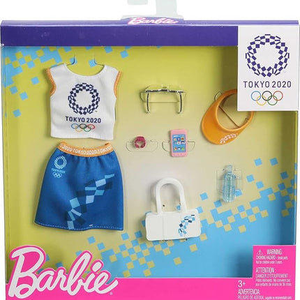 Barbie Fashion Pack of Doll Clothes Inspired by The Olympic Games Tokyo 2020, Collectible Set Includes Sports Top with Logo, Skirt & 6 Accessories