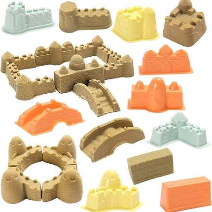 Play Construction Sand Kit,2.2lbs Magic Sand W/4 Large Take Apart Construction Trucks,1 Sandbox,8 Worker Figures and Road Signs,8 Molds,Toys for 2-8 Years Old Boys Girls