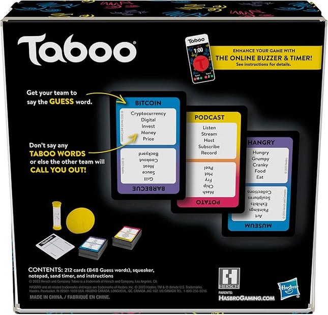 Hasbro Gaming Taboo Classic Game, Party Word Guessing Game for Adults and Teens, Board Game for 4+ Players Ages 13 and Up