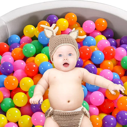 Ball Pit Balls Pack of 100 200 500 - Star and Round Set BPA Free Phthalate Free Non-Toxic Crush Proof Play Balls Soft Plastic Balls for Toddlers Baby Kids Birthday Pool Tent Party