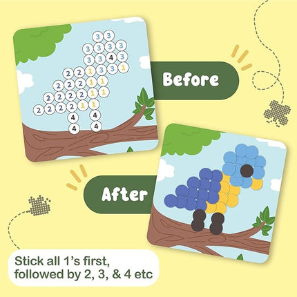 BINCA Dotties Dot Art Activity Kit, 1500+ Stickers, 8 Garden Animals Mess-Free Activities, DIY Dot Sticker Art for Toddlers, Kids Travel Activities, Craft Kits & Gifts for Boys & Girls Ages 4,5,6,7