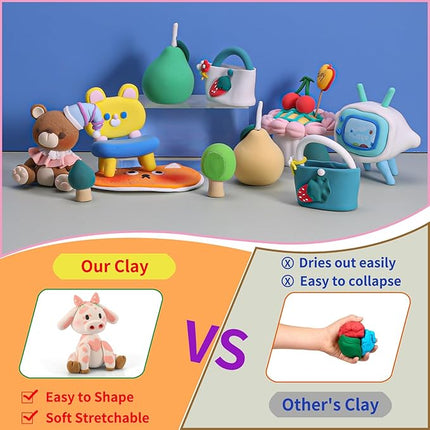Air Dry Clay 96 Colors, Modeling Clay Kit, Model Magic Sculpting Set, Ultra Light & Soft, Safe Non-Toxic DIY Art and Crafts School Projects, Home Party Favors Toy for Boys & Girls Kids