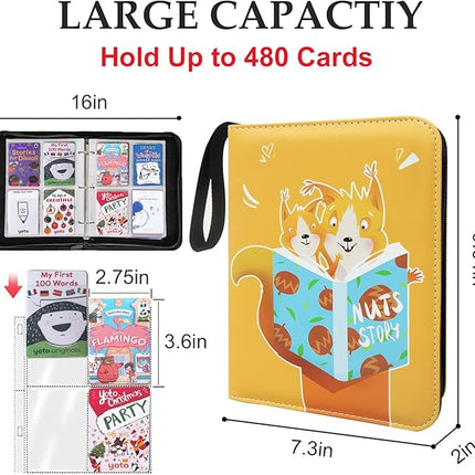 Yoto Card Holder,480 Pockets Large Capacity Card Binder,Waterproof Card Storage Bag with Removable Sleeves for Yoto Player Cards 60 Pages of Removable Sheets Hold Up 480 for Yoto Player Cards