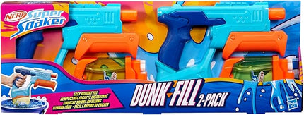 Nerf Super Soaker Dunk-Fill 2-Pack, 2 Water Blasters, Easy Instant Fill Tanks, Just Dunk & Go, 10.1 Fluid Ounce Tanks, Water Toys, Ages 6+