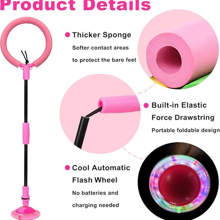 Skip Ball, Portable Foldable Colorful Flash Wheel Swing Ball, Kids Toys for Girls & Boys, Sports Fitness Toys for Kids & Adults. Gifts for Mom Women & Girls Toys Age 5-10 Years