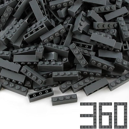 Feleph 360 Pieces 1x4 Bricks Dark Stone Gray Parts Building Creative Play Blocks Set Toy Accessories Compatible with 3010 3066 Major Brick Brands