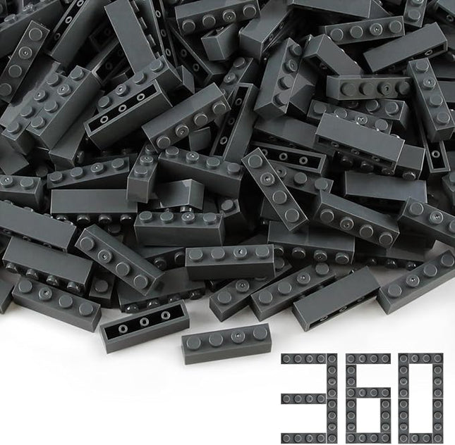 Feleph 360 Pieces 1x4 Bricks Dark Stone Gray Parts Building Creative Play Blocks Set Toy Accessories Compatible with 3010 3066 Major Brick Brands