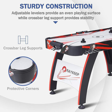 Air Hockey Table, Indoor Hockey Arcade Game Table w/2 Pucks, 2 Pushers, LED Scoreboard, Powerful 12V Motor, Perfect for Adults and Kids, Game Room, Home, Office