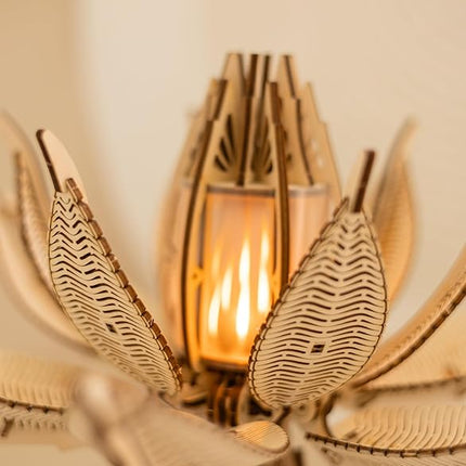 Wood Trick Fiery Bloom Luminous LED 3D Wooden Puzzles for Adults to Build - Interactive Mechanical Movement - Engineering DIY Project Mechanical 3D Puzzle Model Kits for Adults