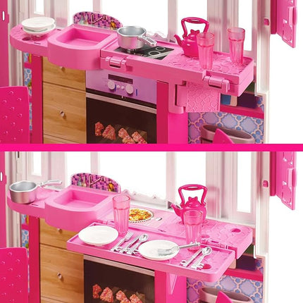 Barbie Doll House, Glam Getaway Portable House Playset with Carry Handle & 20+ Accessories Including Furniture & Décor