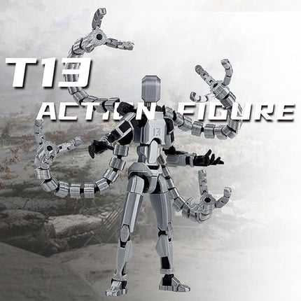 2PCS T13 Action Figure Already Assembled, 3D Printed Multi-Jointed Movable Robot 13 Action Figures Desktop Decorations for Game Lovers Toy, for Collectors Desktop Decorations (Gray Yellow)