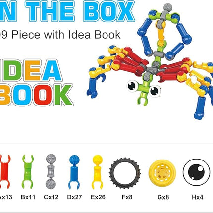 Building Toys,109 Piece STEM Toys for Kids Ages 3 4 5 6 7 8 9 10 11 12 Years Old Boys and Girls Christmas Birthday Gifts Children Building Blocks Creative and Educational Kids Toys Projects