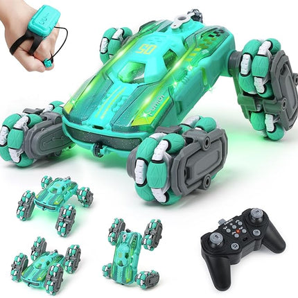 Cool 8WD RC Stunt Car for Kids Ages 6 7 8-12 13 14 Year Old - Remote & Gesture Hand-Controlled Toy with Lights & Music, Rotating Drift Car for Boys, 2.4Ghz