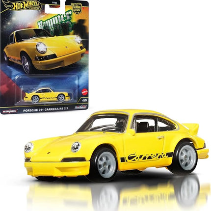 Hot Wheels Premium Car Culture Hammer Drop 1:64 Scale Die-Cast Porsche 911 Carrera RS 2.7 Vehicle with Real Riders Tires & Metal/Metal Body & Chassis