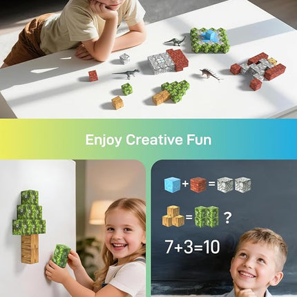 108PCS Magnetic Building Blocks with 6 Dinosaur Toys for Kids 3-5,Toddler World Magnetic Cubes ,STEM Toys for 4-8 5-7 Year Old Boys Girls,Sensory Creative Activities Holiday Birthday Party Favor Gift