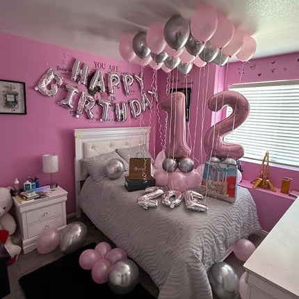 Smlpuame Pastel Pink 1 Balloons, 40 Inch Large Light Pink Foil Number Balloons 0-10, Self-Sealing 1st Birthday Balloon for Girls Women Anniversary Baby Shower Princess Party Decorations Supplies