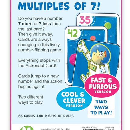 Melon Rind Jump 7, Math Game for Kids Learning Multiples of 7, Lively, Space-Themed Card Game, Quick, Fun Activity for Boosting Math Confidence, Easy to Learn, Ages 8+