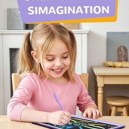 KOKODI LCD Writing Tablet, 12 Inch Colorful Toddler Doodle Board Drawing Tablet, Erasable Reusable Electronic Drawing Pads, Educational and Learning Toy for 3-6 Years Old Boy and Girls(Purple)