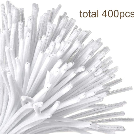 Caydo 400 Pieces White Pipe Cleaners Chenille Stems for DIY Art Craft Party Valentine's Day Decorations, 6mm x 12inch