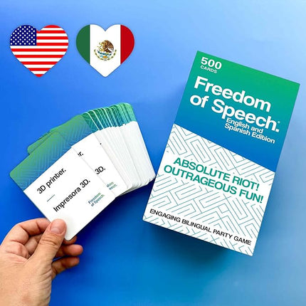 QUOKKA Juegos de Mesa en Español para la Familia – 500 Bilingual Spanish & English Card – Fun Party Game for Adults and Kids – Ideal for Game Nights, Dinner Parties, Party Games for Large Groups