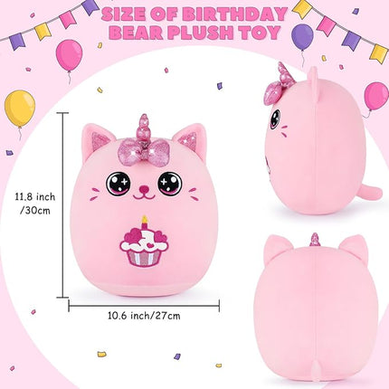 Auspicious beginning Birthday Gift Unicorn Cat Plush Toys-11'' Pink Unicorn Cat Anime Plush-Kawaii Birthday Pink Gifts Plushies Stuffed Animals Cute Plushies, Pillow Plushie Gifts for Kids