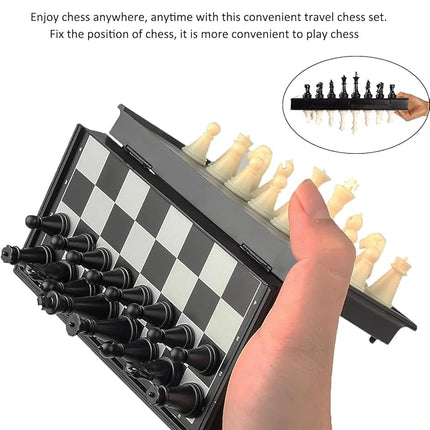 Magnetic Travel Chess Set - 9.5 Inches Small Chess Folding Board Games, Foldable & Portable Gifts Classic 2-Player Strategy Family Games Educational Toys for Teens and Adults