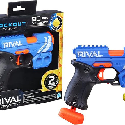 Nerf Rival Knockout XX-100 Blaster - Round Storage, 90 FPS Velocity, Breech Load - Includes 2 Official Rival Rounds - Team Blue