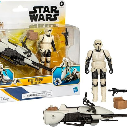 STAR WARS Epic World of Action Scout Trooper & Speeder Bike, 4-Inch Action Figure & Vehicle, Toys for 4 Year Old Boys and Girls & Up