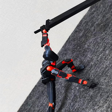 (Assembly Completed) T13 Action Figure, 5.5 Inch 3D Printed Multi-Jointed Movable Dummy 13 Toy,Dummy 13 Robot Action Figure with Lots of Weapons, Black Red