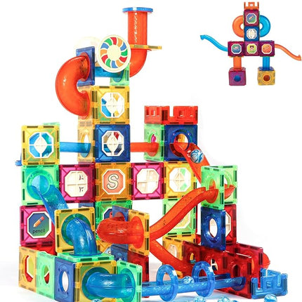 MAGBLOCK Magnetic Tiles 176Pcs Marble Run Children's Educational Toys for Developing Mathmatics and Physics Skills and for Developing Creativity and Imagination Toys for Kids Age 8 9 10+ Years Old
