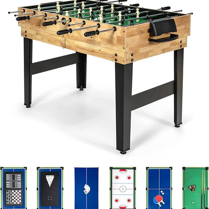 Goplus 10-in-1 Combination Multi Game Table Set, Adult Size Combo Game Table W/Foosball, Table Tennis, Pool, Air Hockey Table, Bowling, Chess, Checkers, Backgammon for Game Night