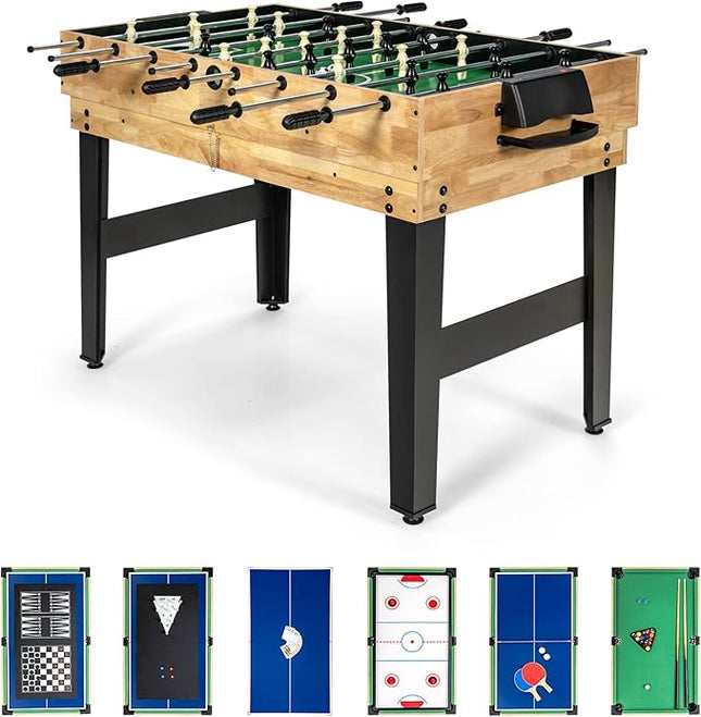 Goplus 10-in-1 Combination Multi Game Table Set, Adult Size Combo Game Table W/Foosball, Table Tennis, Pool, Air Hockey Table, Bowling, Chess, Checkers, Backgammon for Game Night