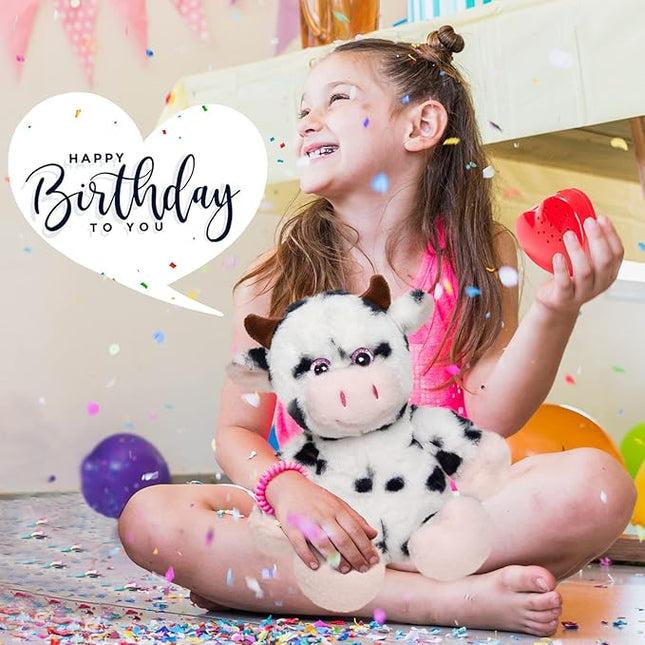 12.5" Heartbeat Diary Cow Recordable Stuffed Animals Voice Sweet Messages Recorder Soft Plush Toy Playback Your Words Birthday Gifts for Toddler Kids