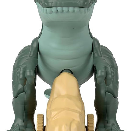 Fisher-Price Imaginext Jurassic World Dinosaur, Tyrannosaurus Rex Push-Toy with Rolling Wheels & Wiggling Motion, 5.5-inch Tall T. rex