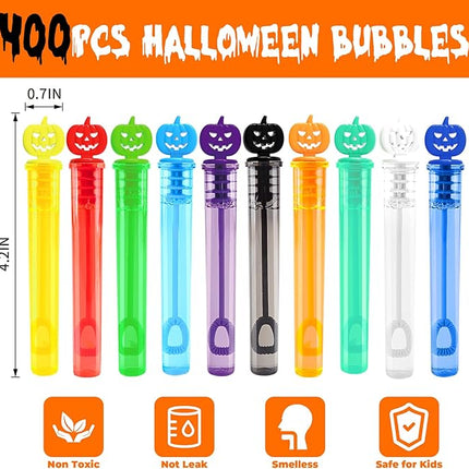 400PCS Halloween Party Favor, Halloween Bubble Wands for Kids, Halloween Trick or Treat Toys, Goodies Bag Fillers, Pinata Fillers, Mini Bubble Wands for Party Supplies