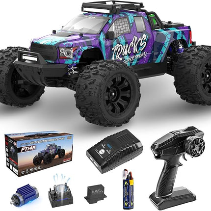1:14 Brushless RC Trucks for Adults,Max 50mph Electric Off-Road Monster Truck,High Speed 4X4 Remote Control Car with 25W Fast Charger,Waterproof RC Truck with 3S Lipo