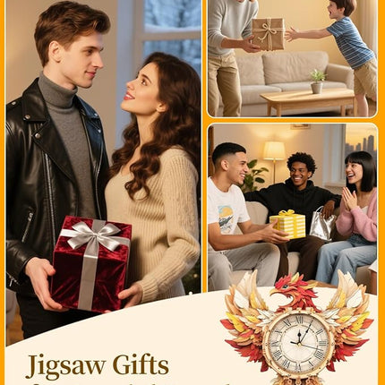 3D Wooden Puzzles for Adults, 3D Puzzle Phoenix Clock (with Pendulum), 3D Puzzles for Adults Teens Home Decor Clock Crafts for Adult Puzzle Gifts for Adult